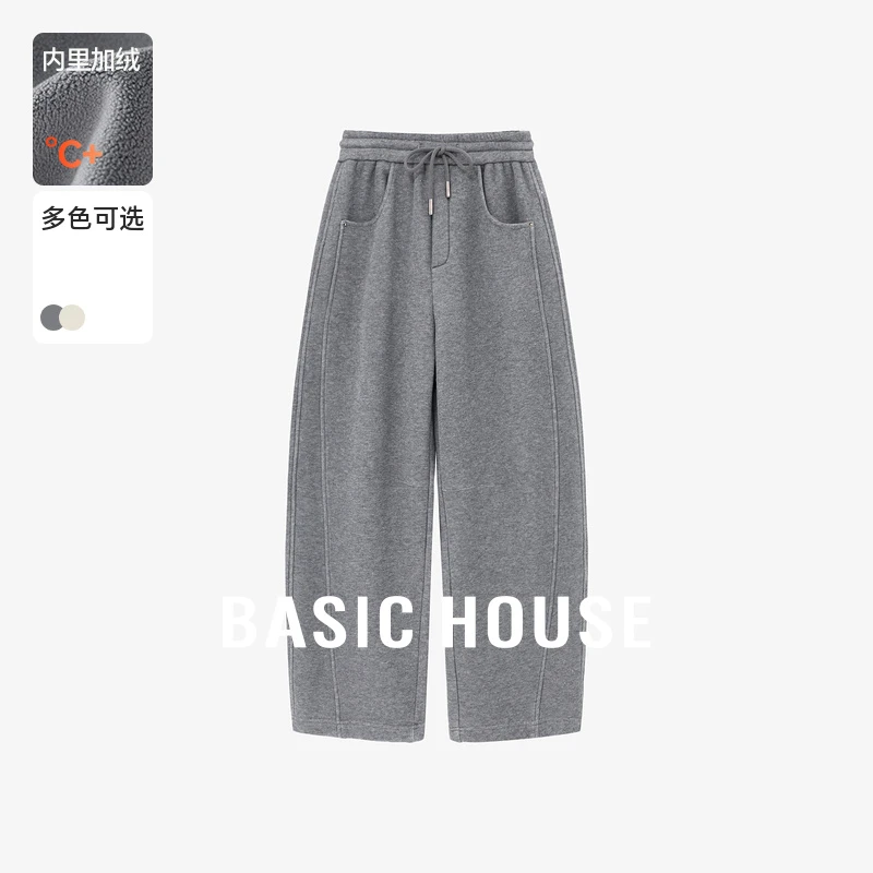 Basic House/百家好直筒休闲百搭复古宽松长裤-B06245I3082