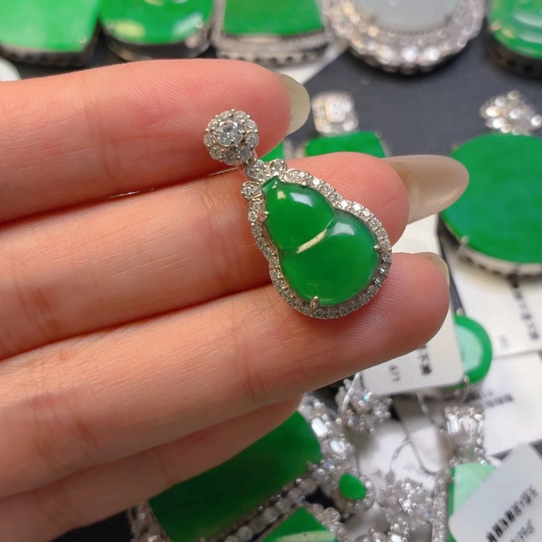 翡翠银S925镶嵌吊坠(不含链)