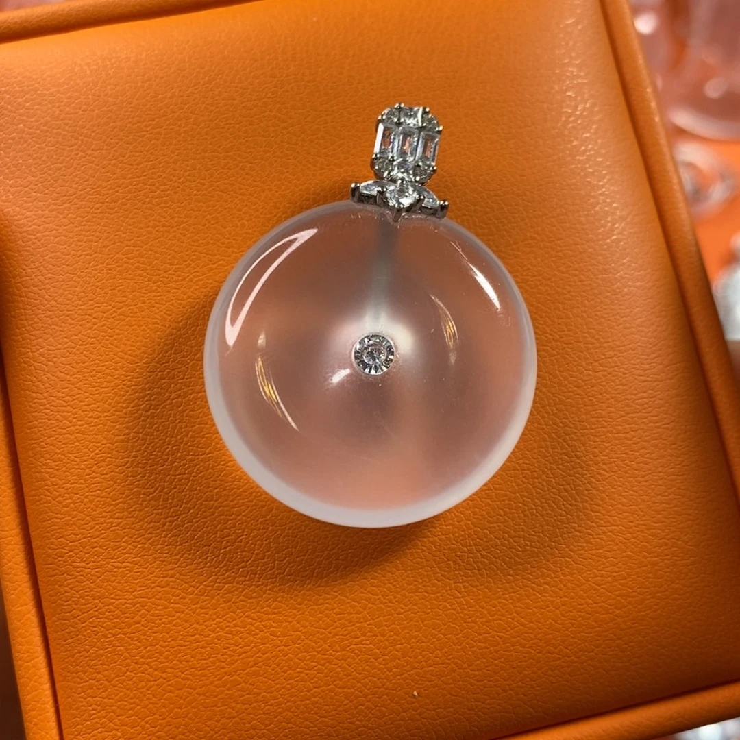 石英质玉平安扣银S925镶嵌