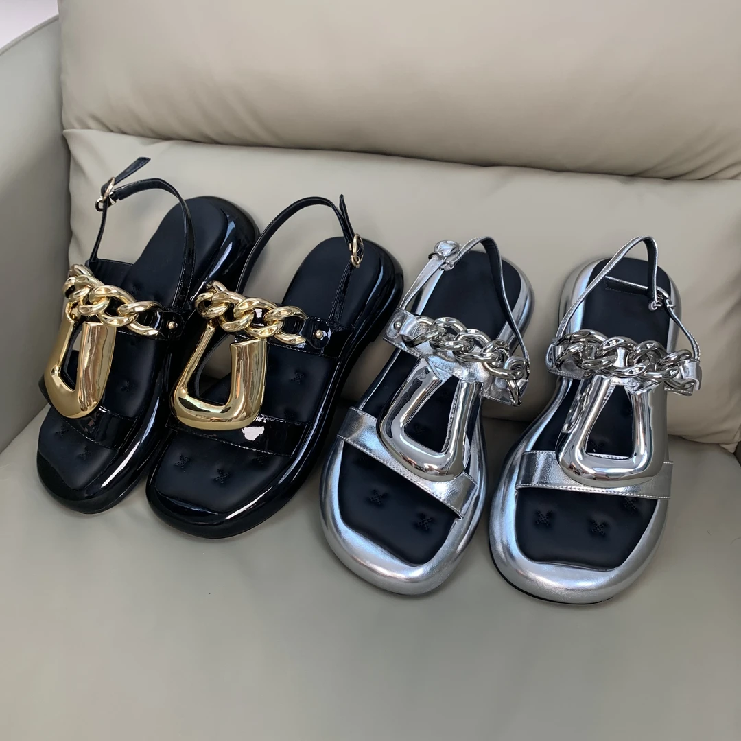 露趾金属链条凉鞋5084