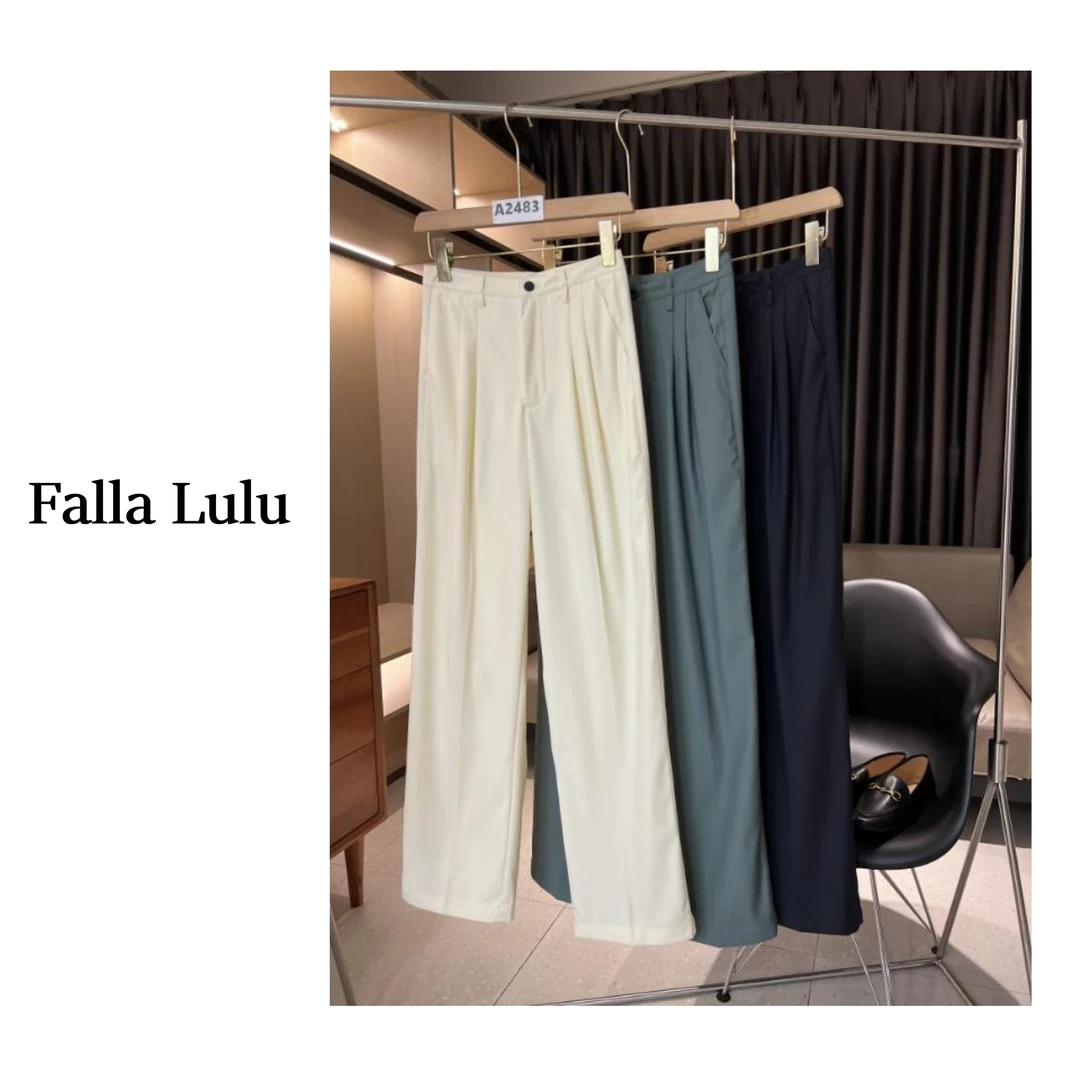 @英子家 垂坠感西裤 高腰宽松直筒阔腿裤   A2483