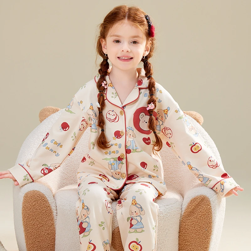 【纯棉开衫】女童睡衣纯棉舒适亲肤柔软女孩家居服长袖长裤印花开衫