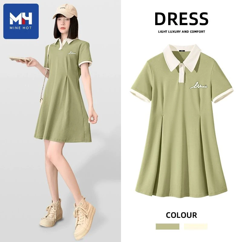 唐狮集团MH减龄学院风夏季休闲风连衣裙polo翻领时尚百搭气质衣服