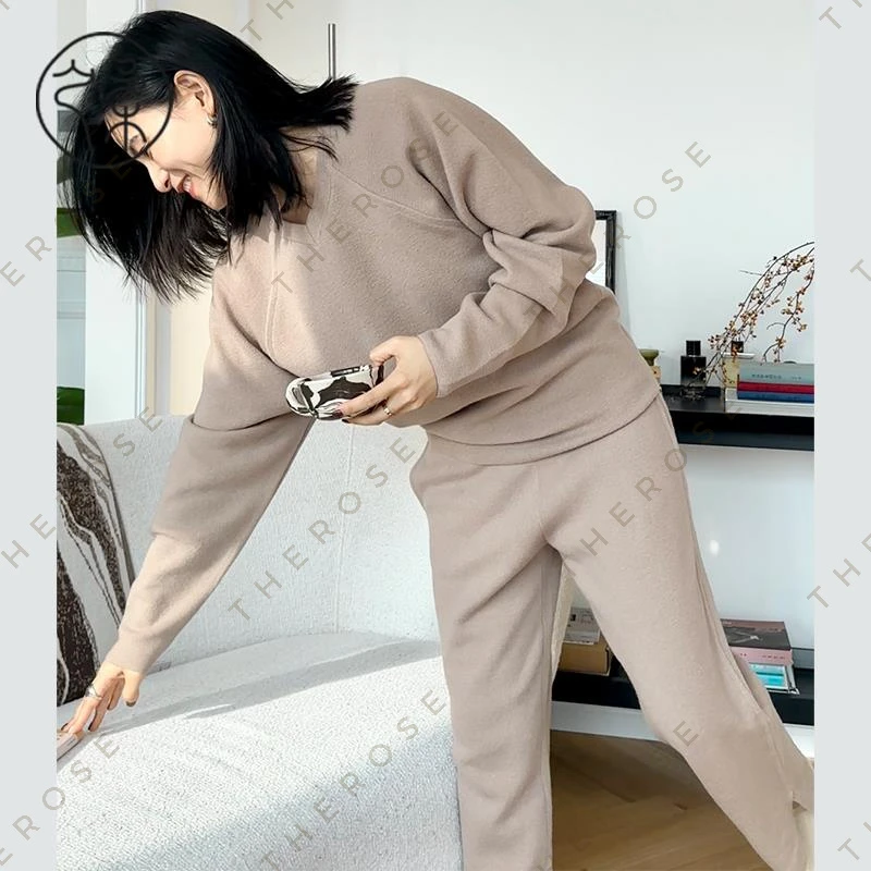 之柔【静享时光 裤子】意大利 强缩羊毛 仅干洗 弹力束腰针织长裤