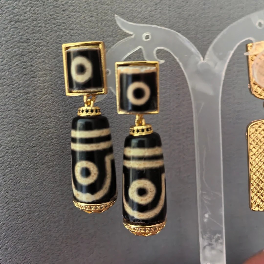 非金属亚克力耳饰  藏式民族风手工天珠新款耳环