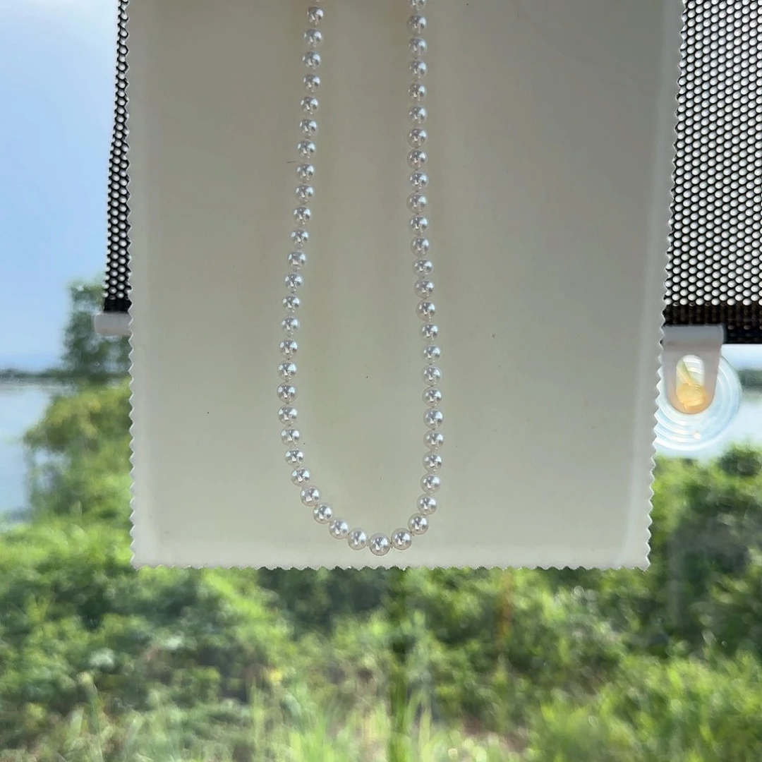 淡水珍珠银S925镶嵌颈饰6-7无核极光镜面正圆无暇白亮