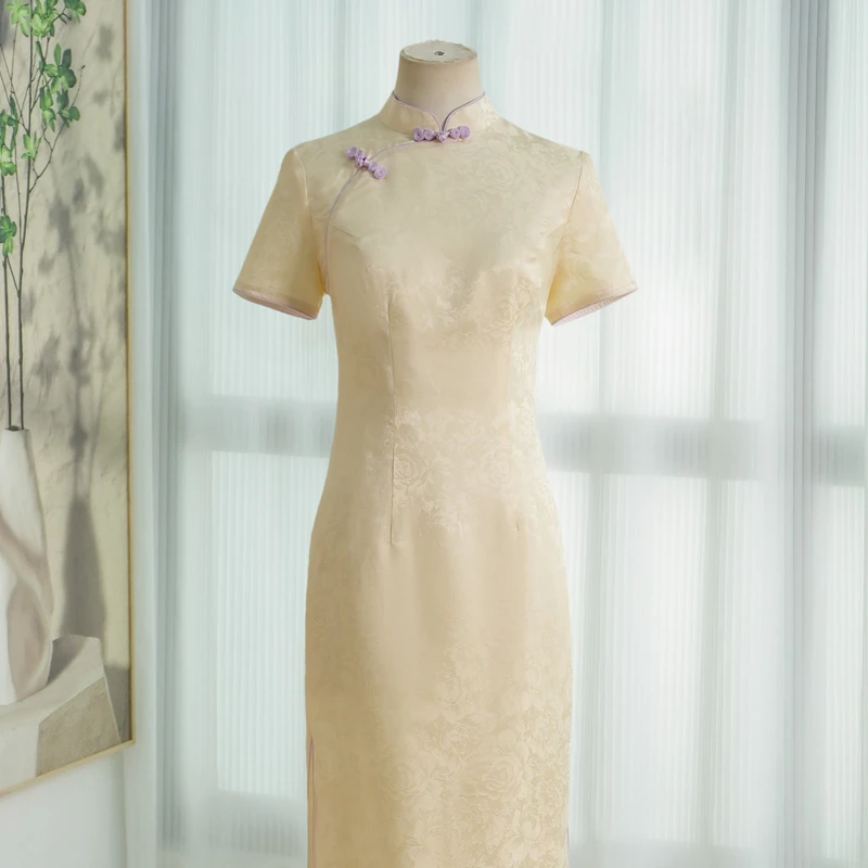 【玉梦】上肩短袖国风中式气质优雅后拉链旗袍