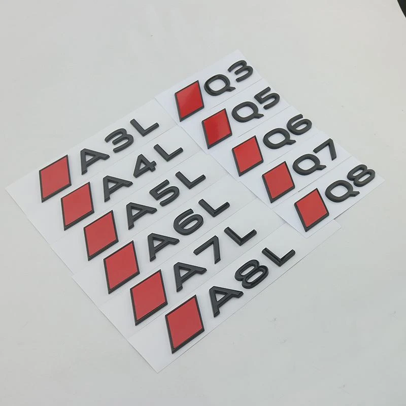 适用于奥迪新款A3L A5L A7L Q6 Q7 Q8车标改装后尾标字标装饰车贴