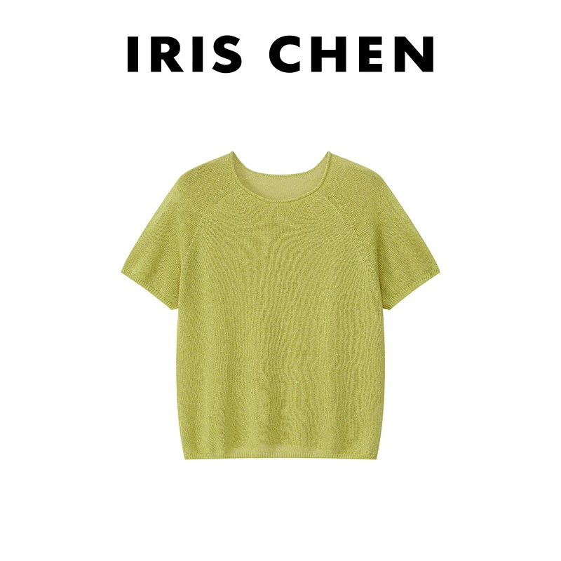 IRIS CHEN 苏打绿 2025夏季款莱赛尔天丝桑蚕丝百搭短袖25SY431