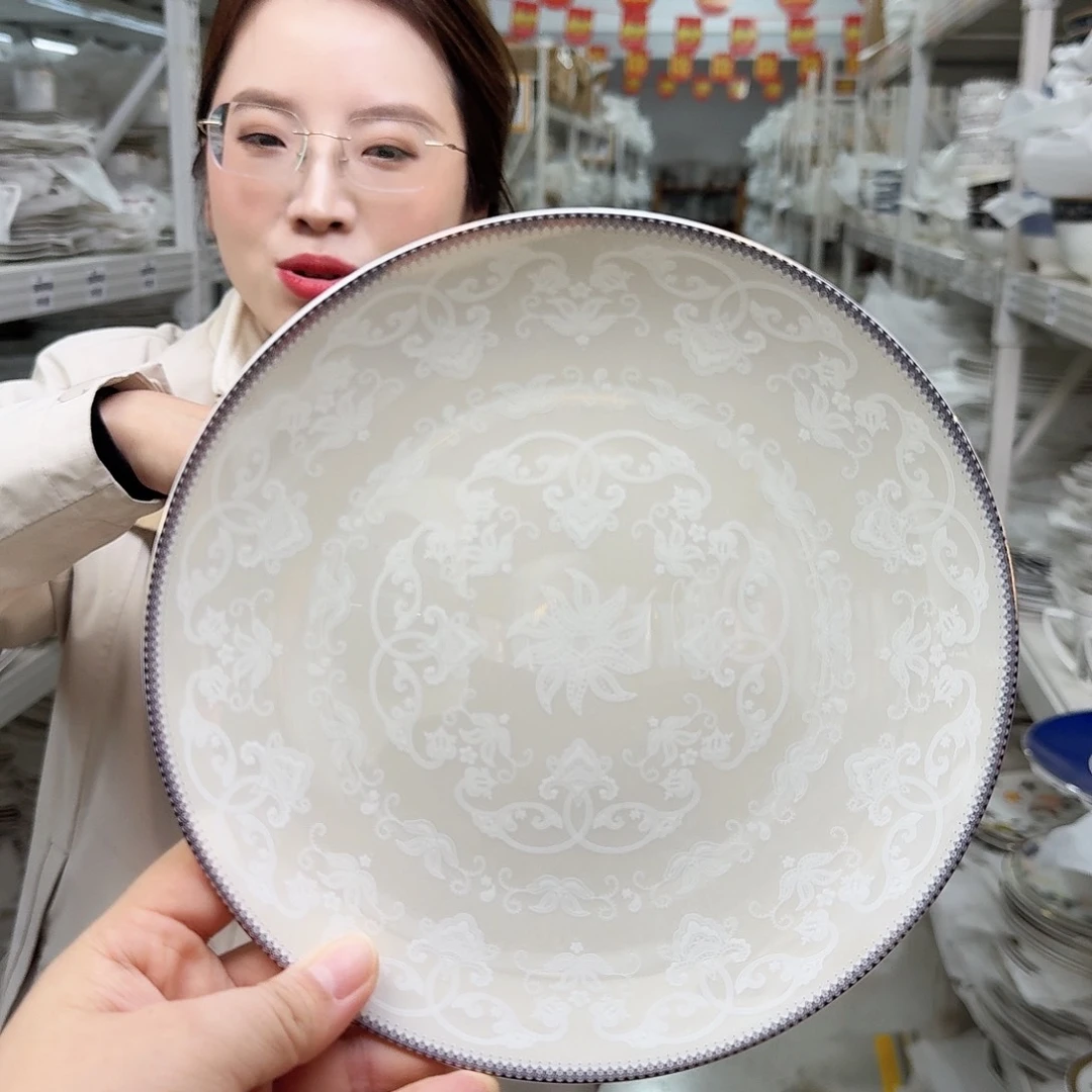 骨瓷高骨瓷8英寸月光盘20cm2个外贸骨瓷不忒不还