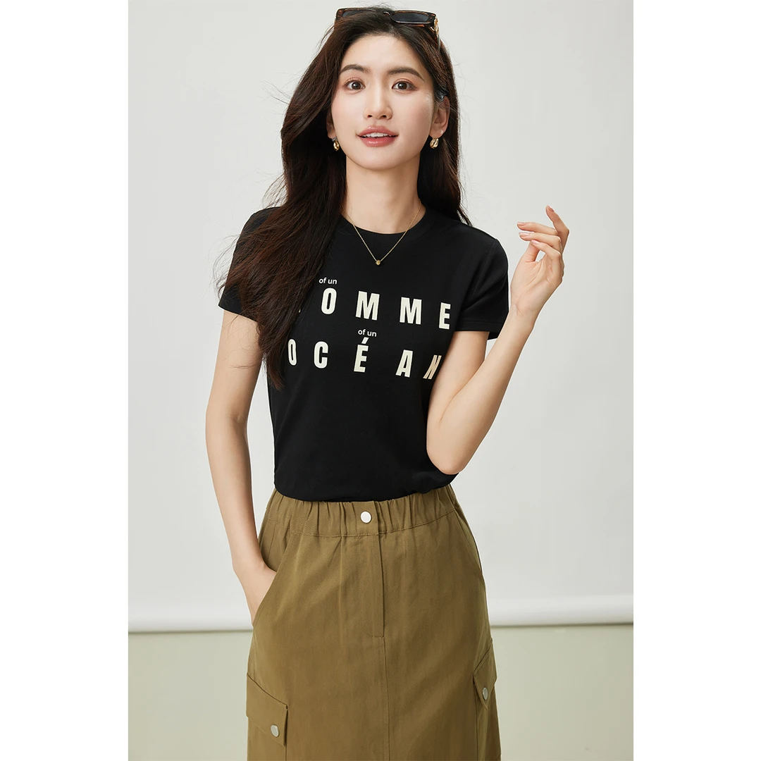 2088【女乔专属】朗文斯汀时尚圆领印花百搭上衣DZMT4102A12088