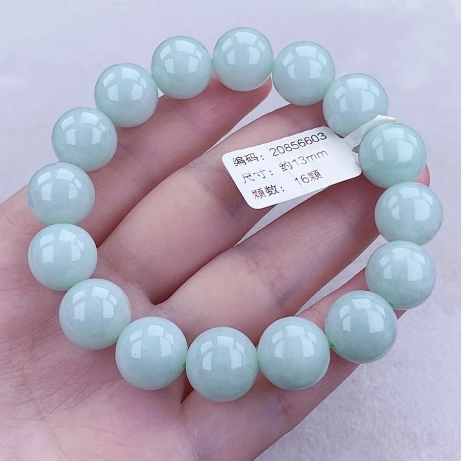 缅甸翡翠手串 卡13 天然A货 冰果绿圆珠手串 时尚 百搭 气质 单圈