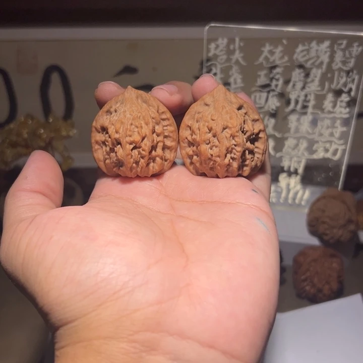 文玩核桃把件37红皮原树凤羽