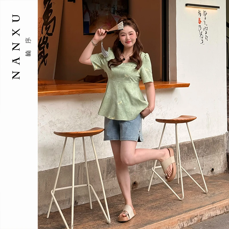 楠序源子微胖女装 出游女新中式国风夏天设计感上衣女夏季YZ36377