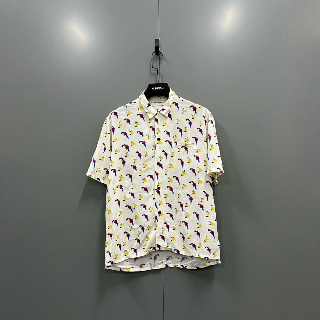 Saint Laurent slp彩色涂鸦印花短袖衬衫37码/95新/6800/fg205641