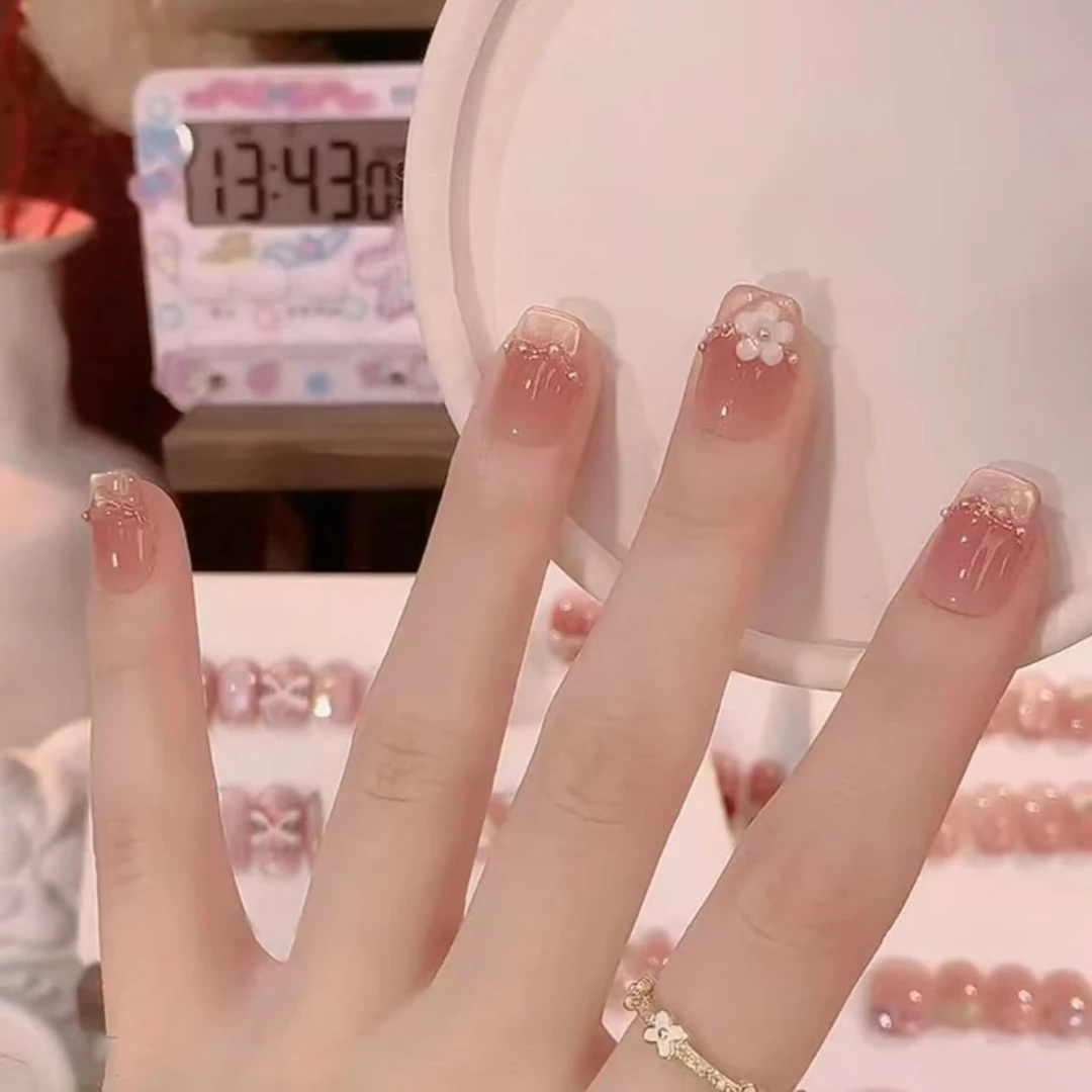 【七里香】纯手工穿戴甲裸色显白春日美甲小清新猫眼甲片少女可爱