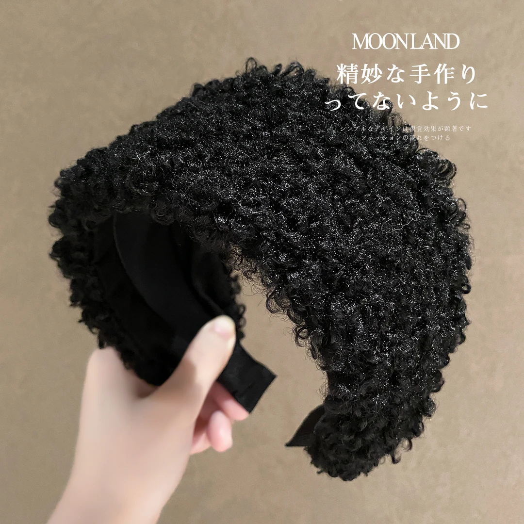 秋冬宽边毛绒遮白发头箍女款高颅顶日常外戴发卡洋气时尚洗脸发箍