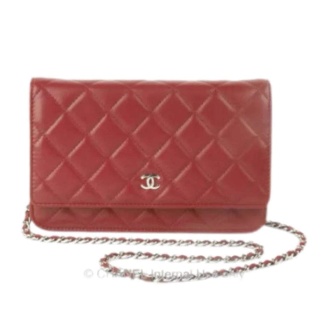 95新 Chanel/香奈儿 链条包 斜挎包 woc 红银羊/JW1330