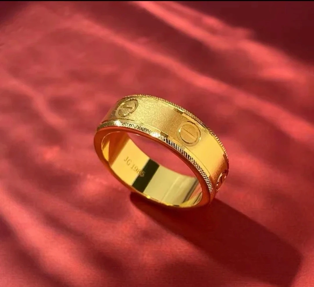 合金戒指 闭口男女情侣款一字螺纹  经典个性百搭款