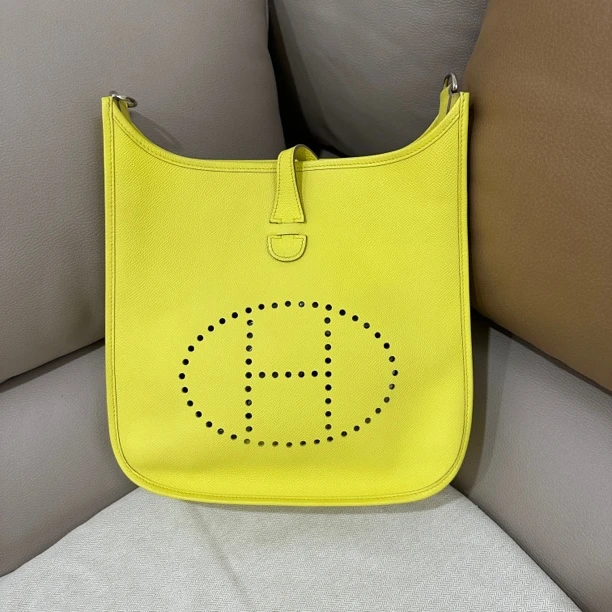 99新 Hermes/爱马仕 爱马仕柠檬黄伊芙琳29单肩包