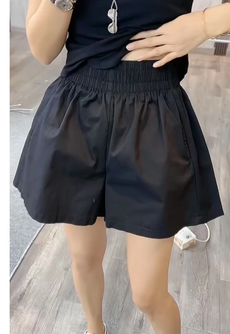 纯色高腰夏季短裤休闲裤阔腿显瘦百搭网红时尚