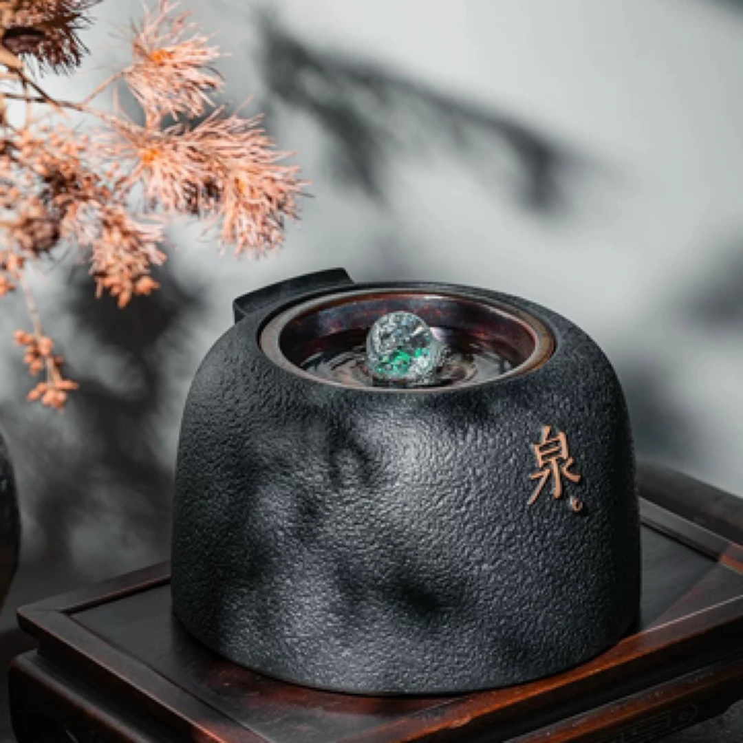 万仟堂陶瓷创意循环流水器摆件办公室桌面装饰品喷泉水景小摆件泉