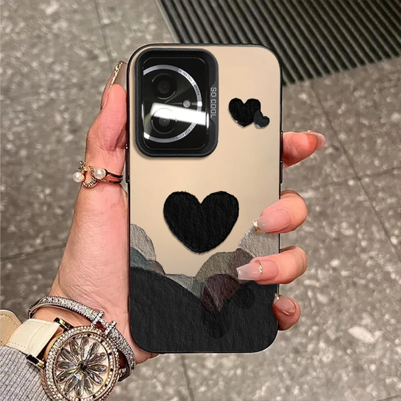 油画爱心适用荣耀400手机壳300新款防摔200磨砂100彩银外壳保护套