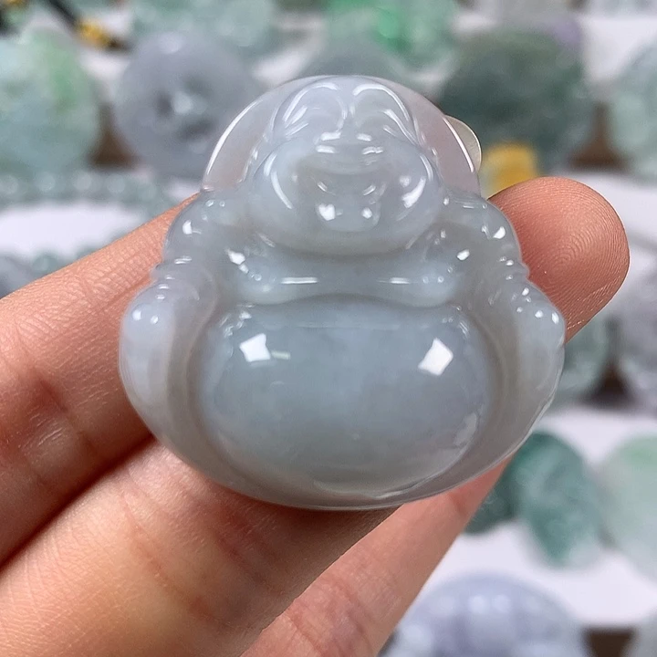 颈饰未镶嵌翡翠笑佛卡厚10+