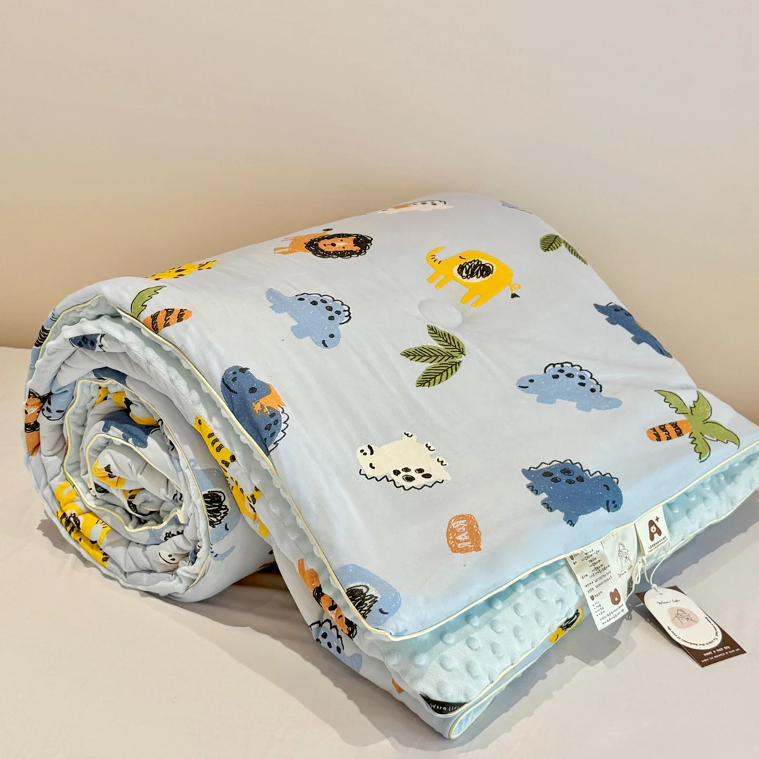 美玲 2025新款 春秋被针织棉豆豆绒可爱印花大豆被加厚婴幼儿绒被