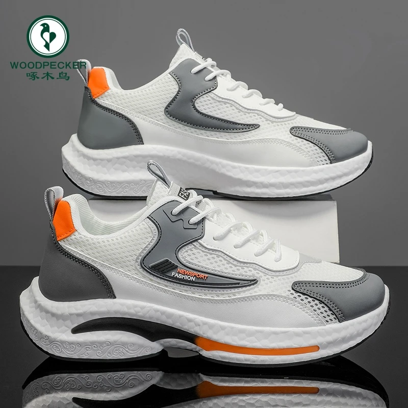 【正品】啄木鸟2025夏季男鞋透气运动鞋网面防臭鞋男款软底跑步男鞋