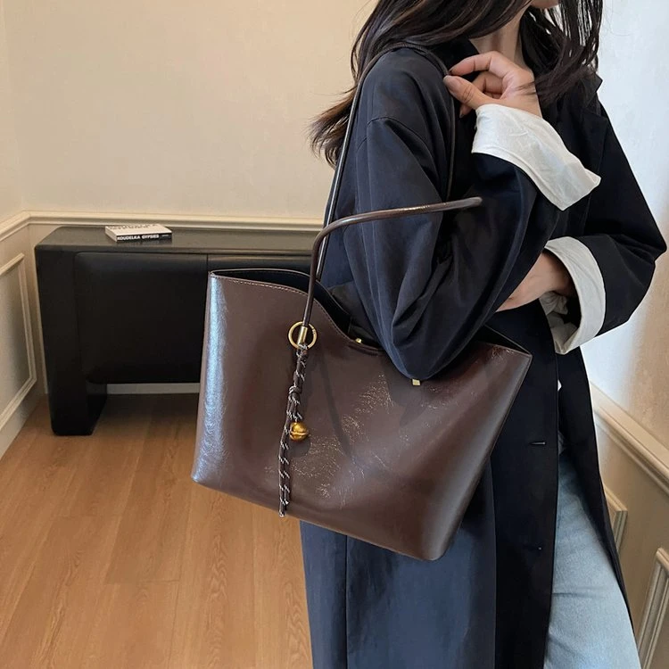 油蜡皮复古红色包包女式2025新款大容量通勤子母托特女包包大容量