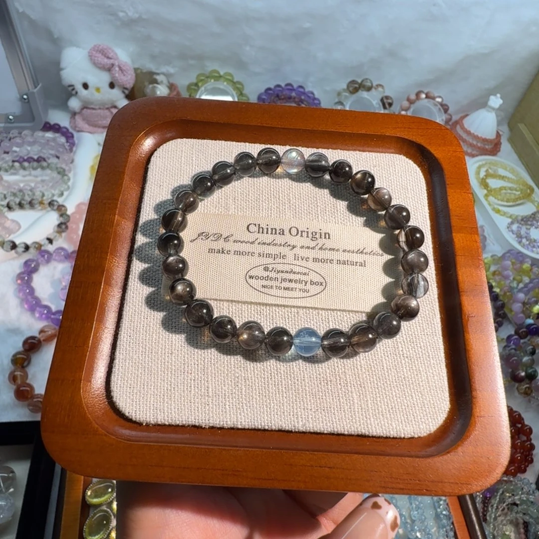 未镶嵌水晶手串黑爆闪海蓝宝DIY卡7  默认微瑕 不退不换