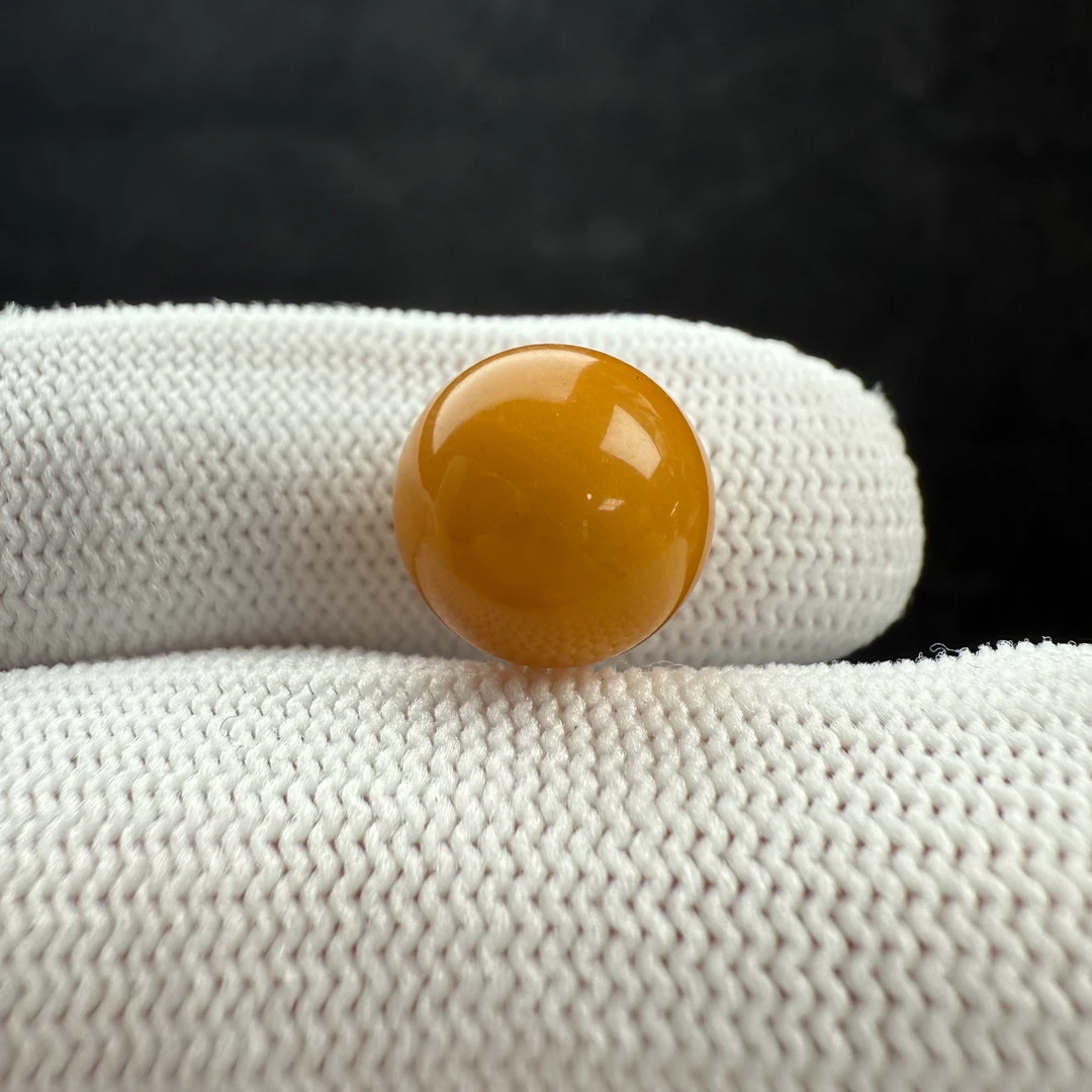 A1458天然原矿蜜蜡 鸡油红圆珠 12mm支持复检假一罚十