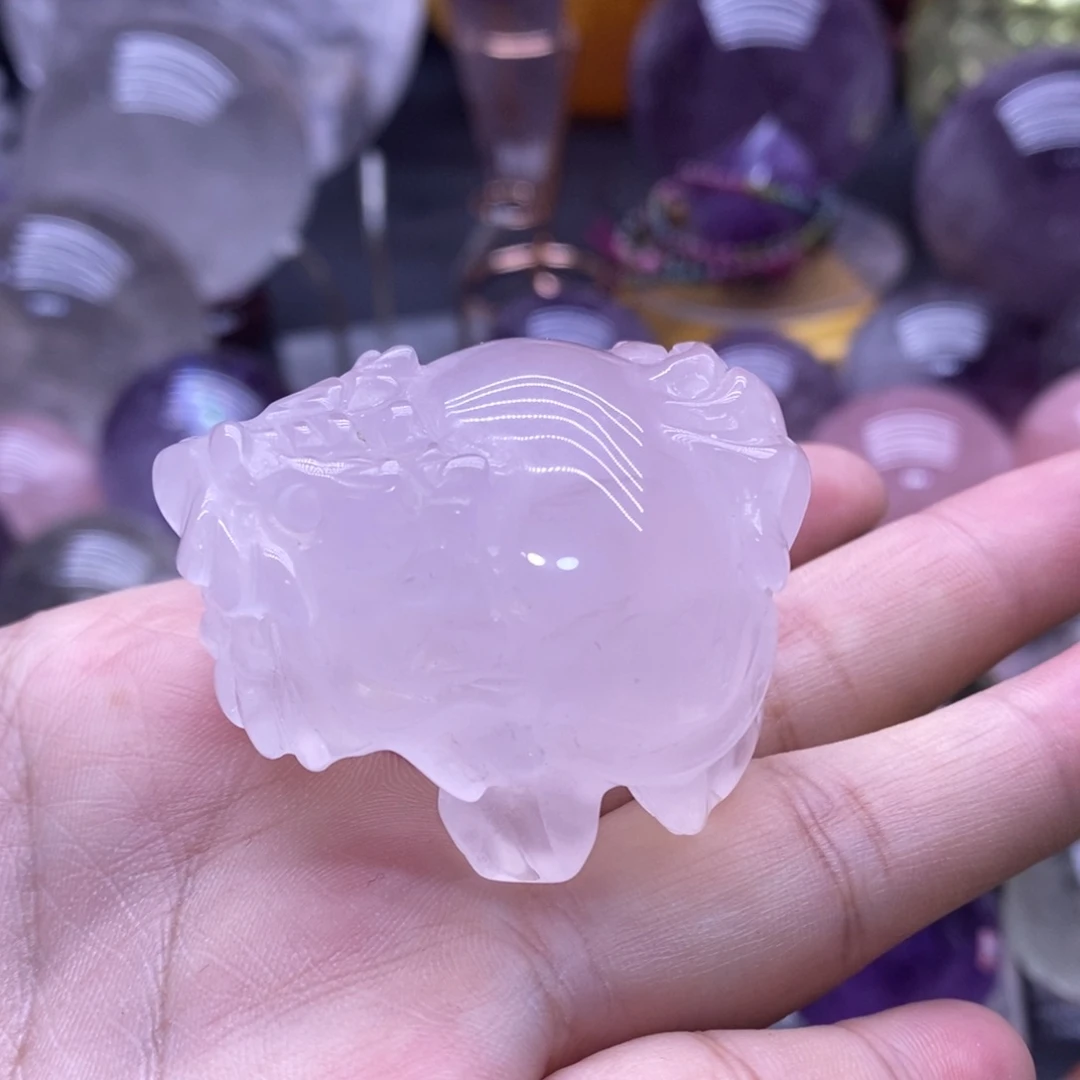 未镶嵌珠宝半成品水晶870粉水晶龙龟