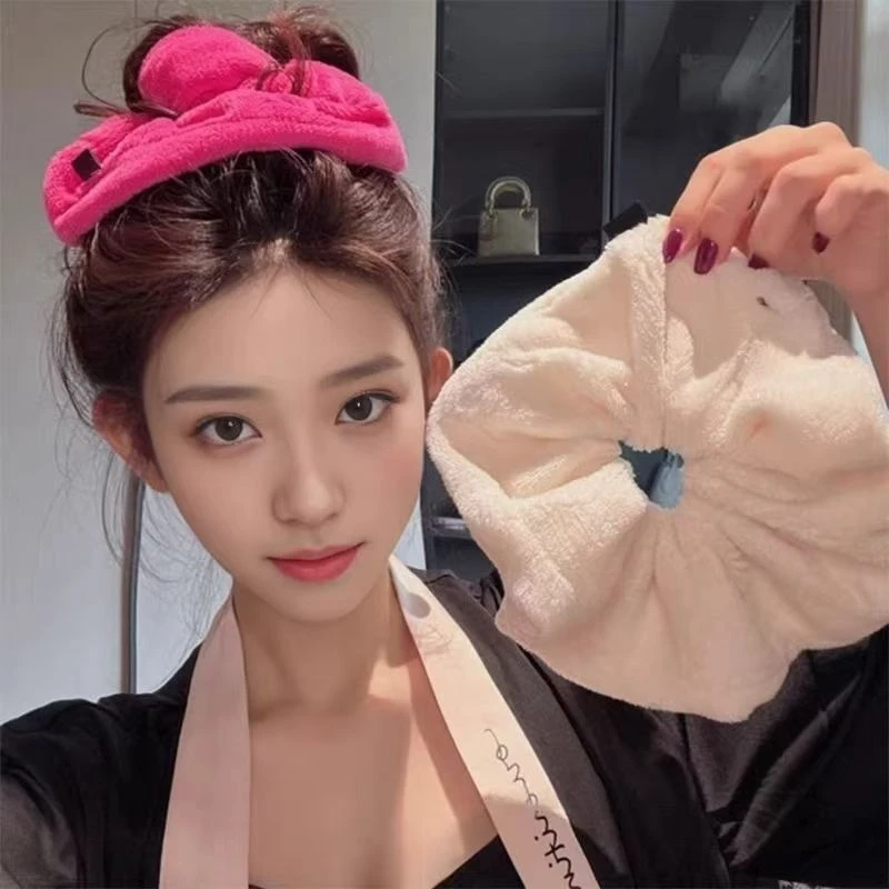 女生洗头干发帽神器大毛巾发圈大肠女秋冬丸子头发带毛绒洗脸发箍