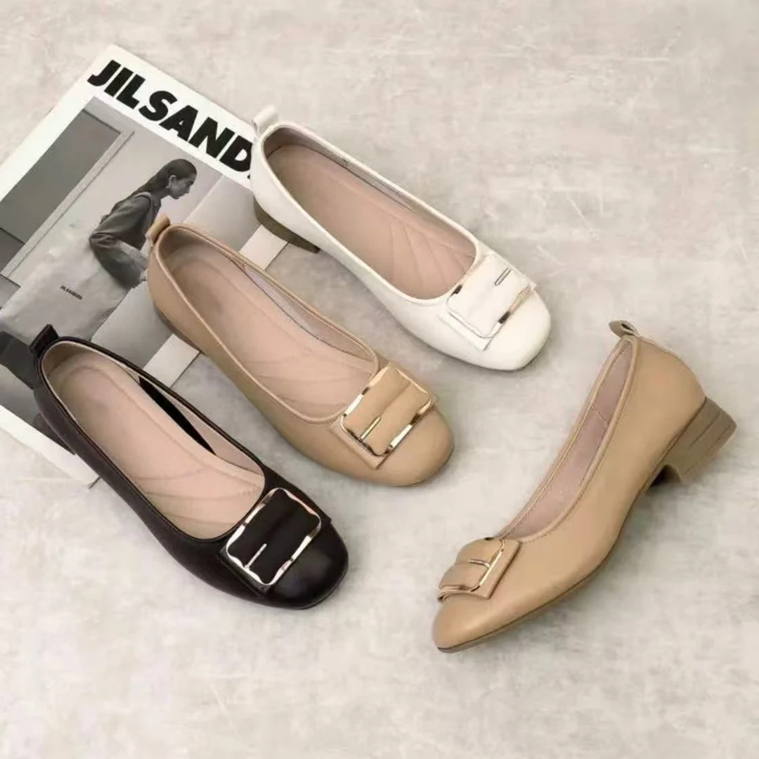 【朵苮品牌】软底舒适低跟女鞋2025夏新款浅口平底温柔单鞋9026