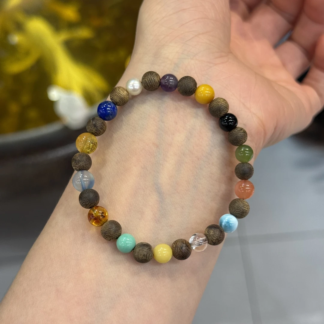 沉香沉香diy多宝设计款单圈手串 6mm左右