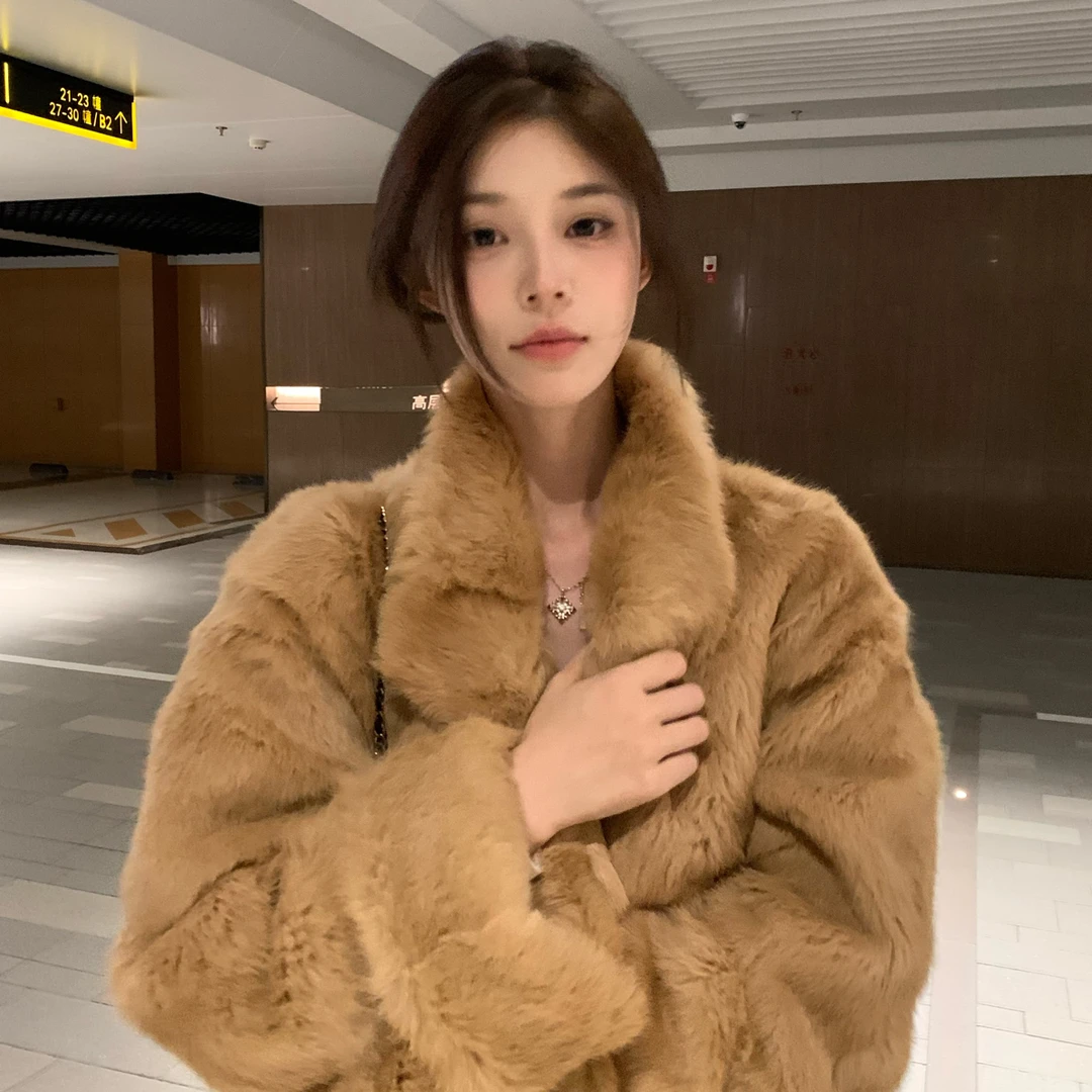 【韩女千金】冬日中古兔 定染中古真兔毛皮草毛毛外套新款