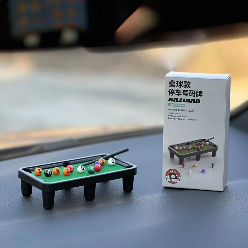 2025新款仿真台球桌临时停车号码牌电话挪车隐藏式男生车内摆件