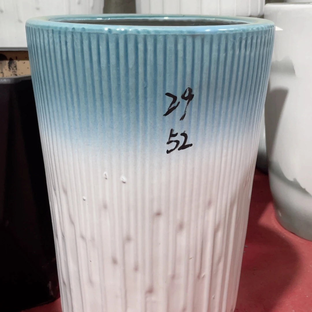 蓝口高音符大号微瑕陶瓷花盆