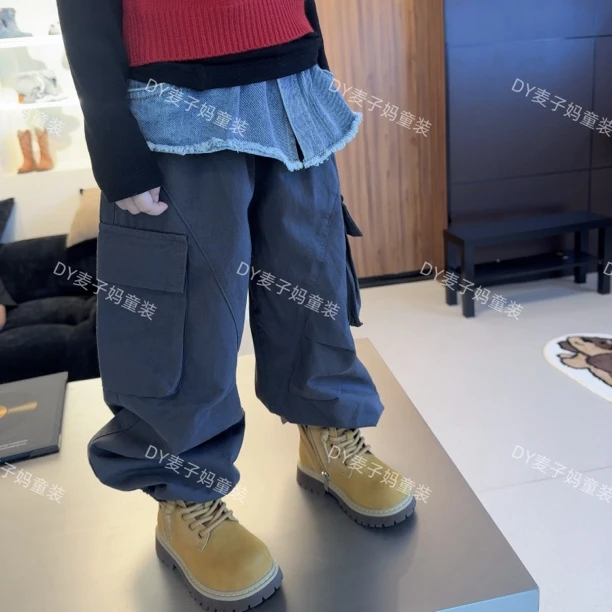 现货MZ.儿童秋冬时髦洋气韩版屁帘工装休闲裤3202