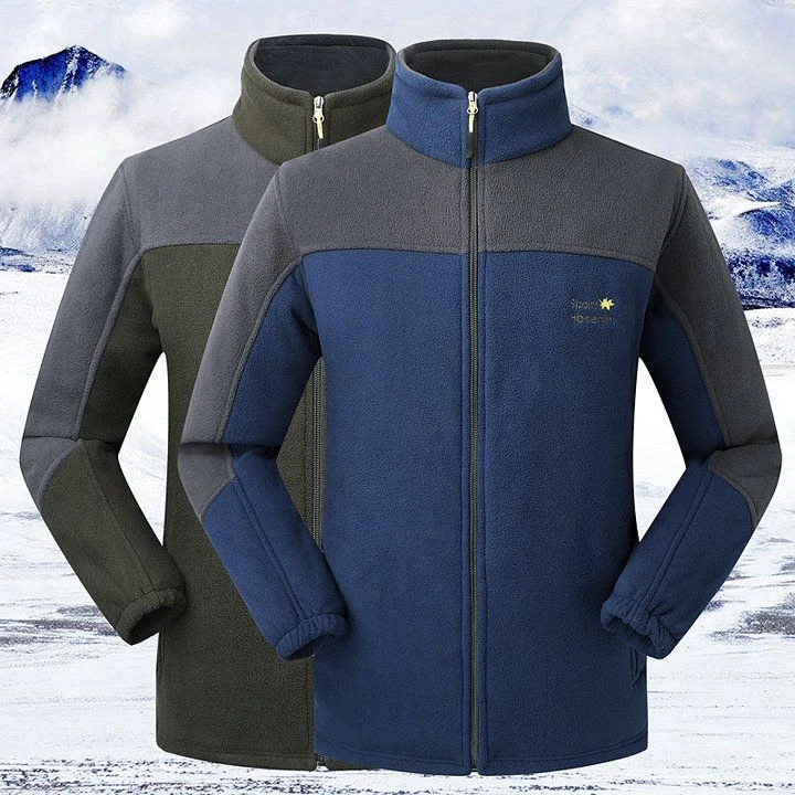 春秋摇粒绒户外抓绒衣男士开衫休闲宽松大码外套中老年男装爸爸装