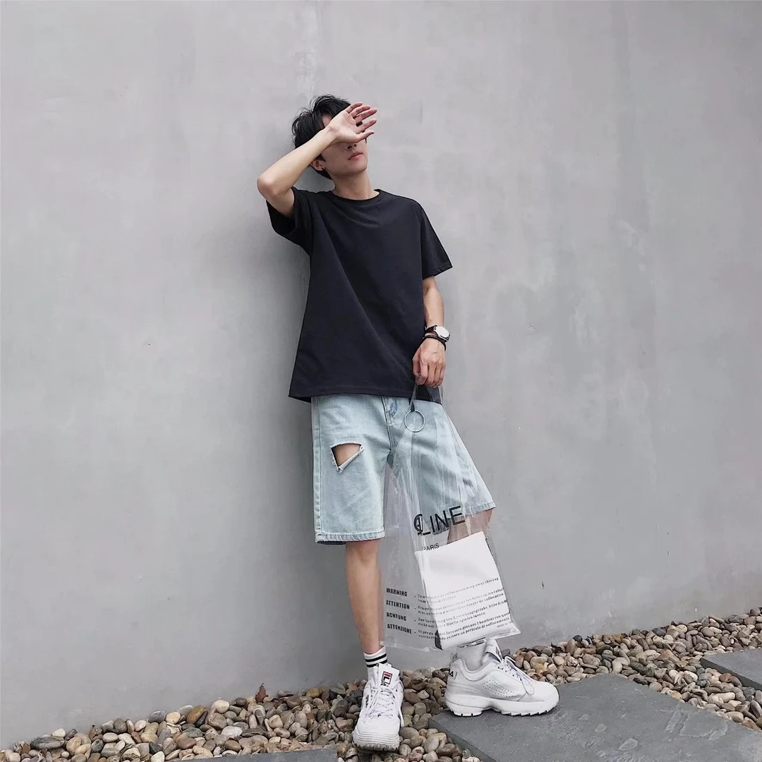 【福利品】男士百搭夏季简约宽松潮流纯色圆领情侣半袖韩版上衣T恤