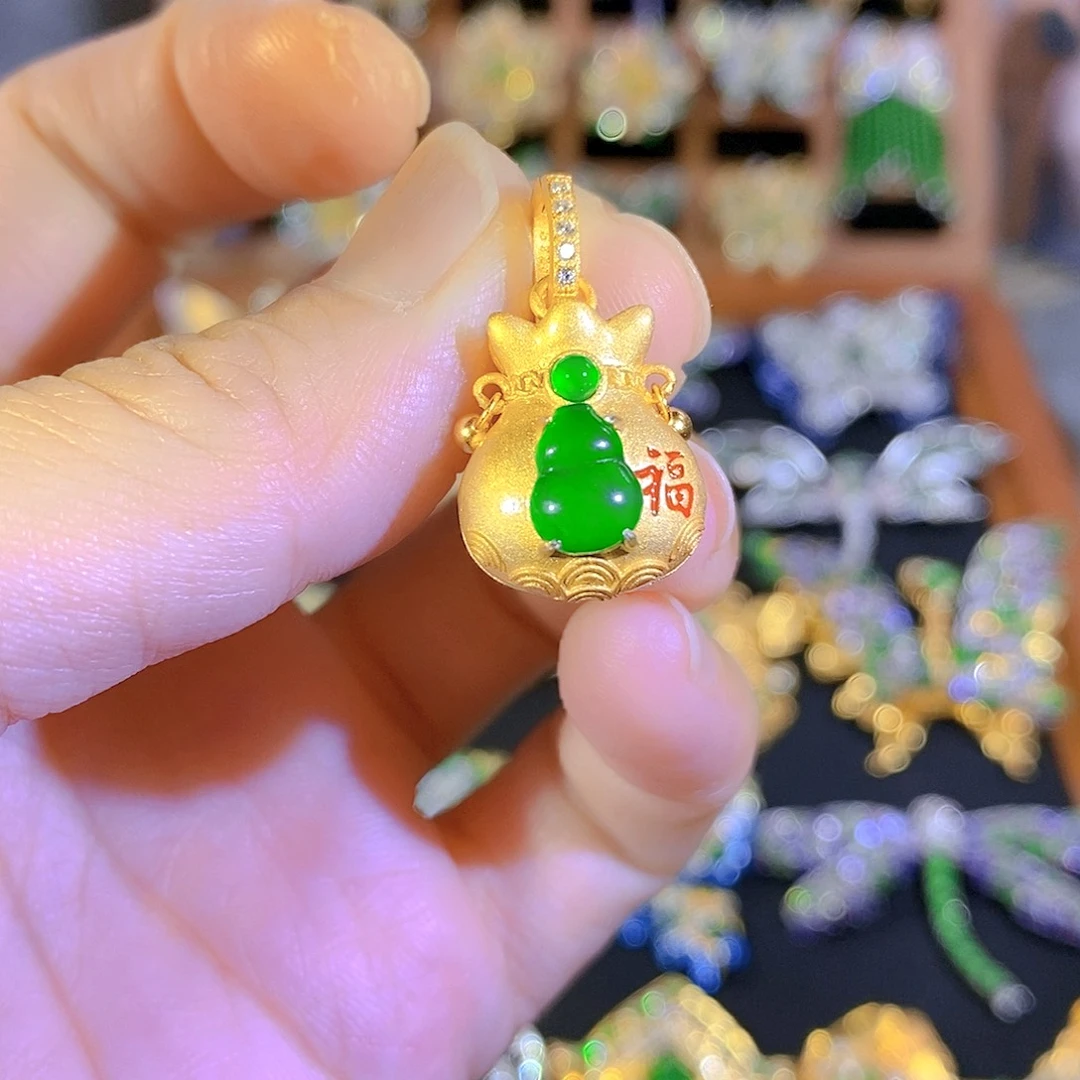 银S925镶嵌挂件翡翠