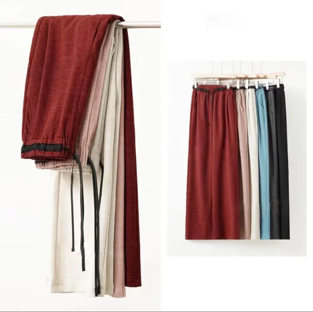 【专柜正品】新款轻奢抗皱垂感高腰显瘦休闲阔腿裤直筒裤