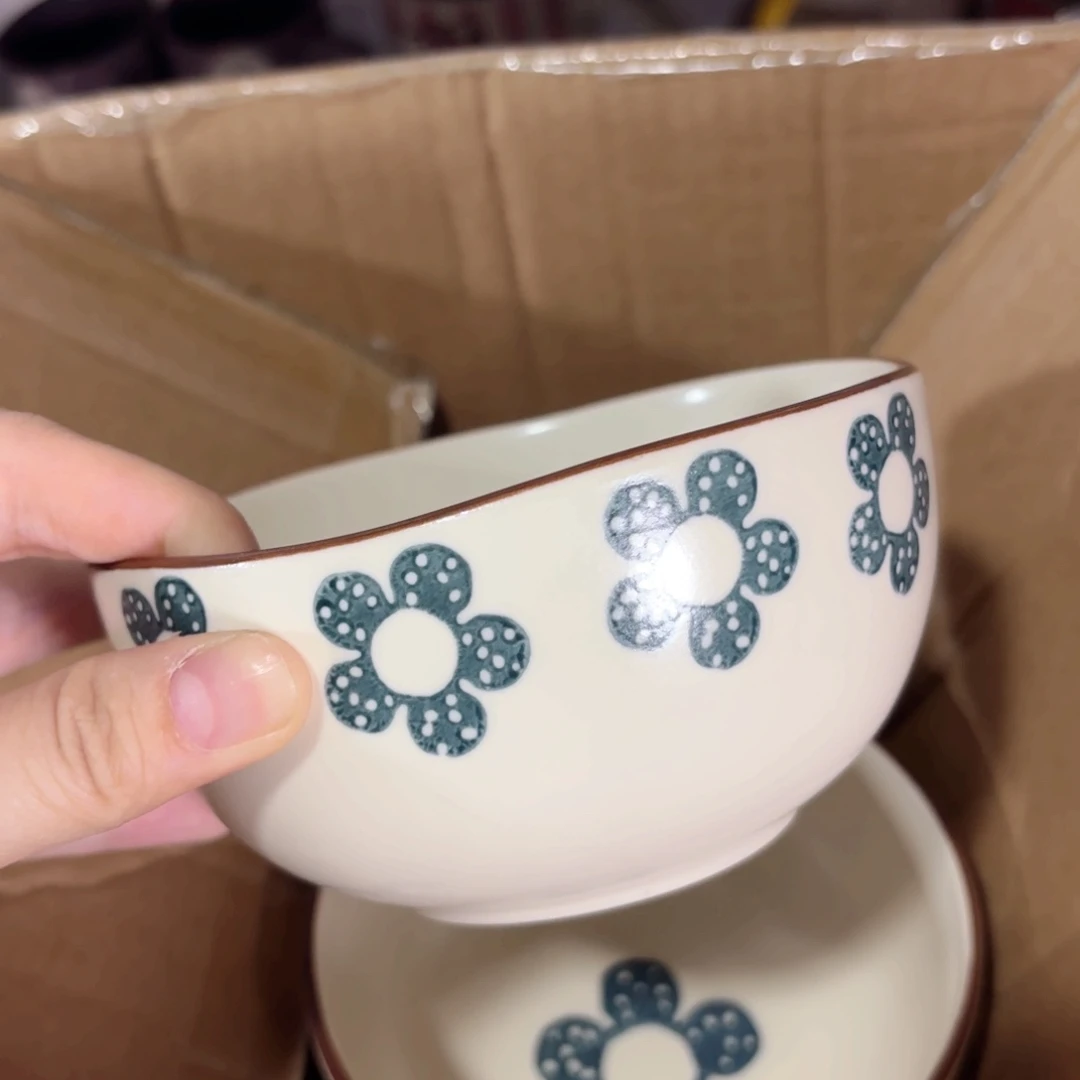 陶蓝朵朵五寸米饭碗