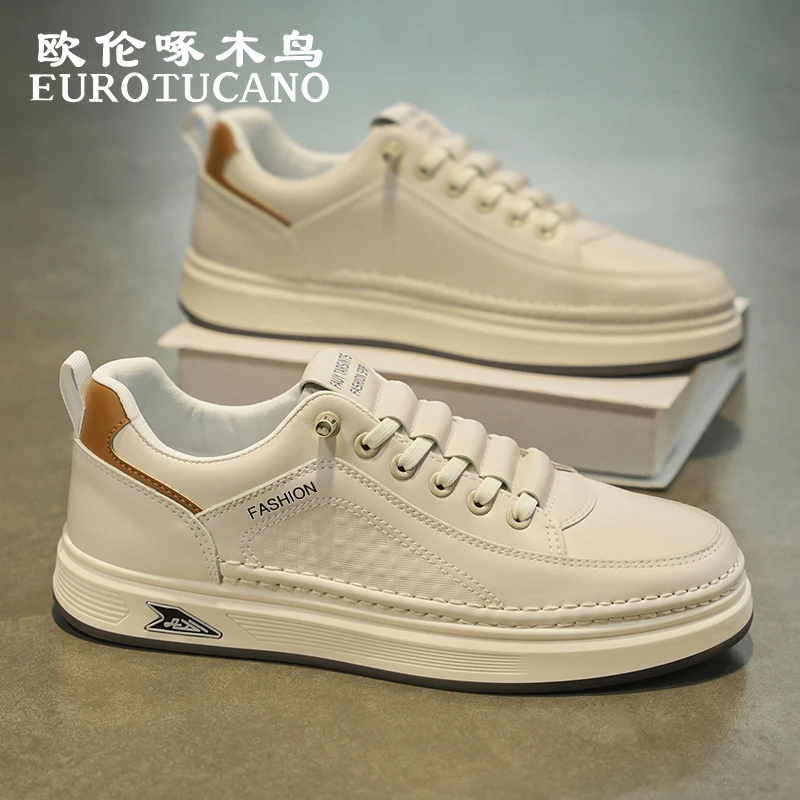 欧伦啄木鸟EUROTUCANO男鞋时尚百搭休闲皮鞋男士低帮软底运动板鞋