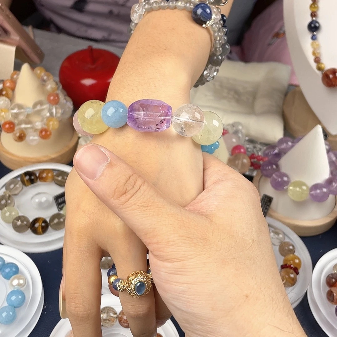 银S925镶嵌手链烟晶