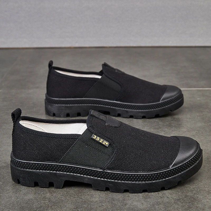 3522劳保鞋男耐磨耐穿橡胶底户外登山鞋工地干活鞋一脚蹬解放鞋