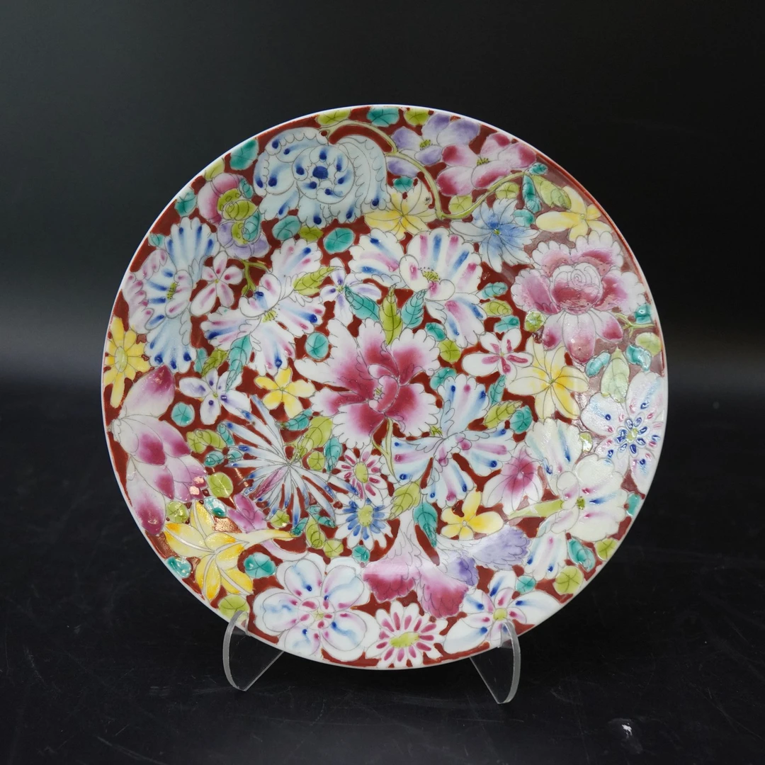 Lot.25071088-3民国粉彩百花不落地赏盘 直径：约20.3cm
